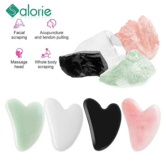 Natural Stone Jade Gouache Scraper Rose Quartz Facial Gua Sha Tools Neck Massager for Face Lifting Guasha Board Beauty Health